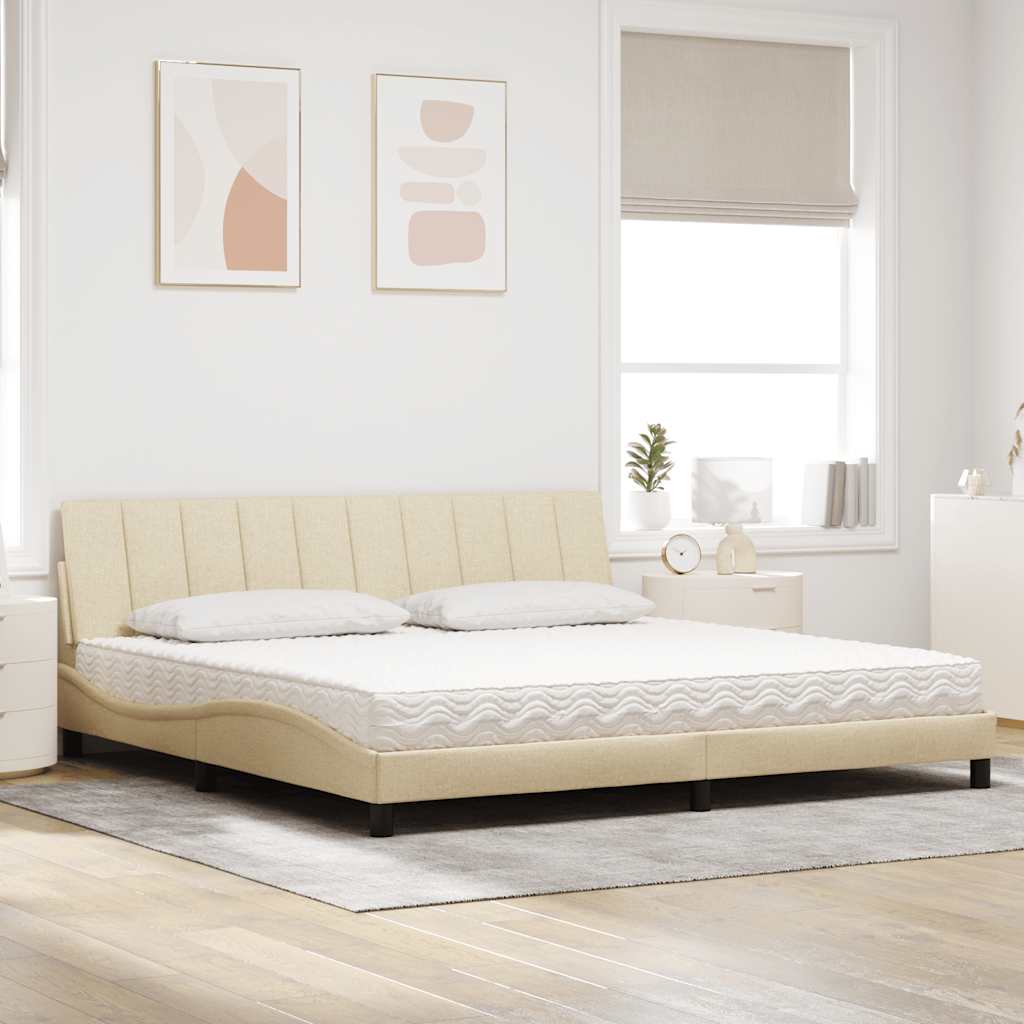 Bett mit Matratze "Hanko" Creme 200x200 cm Stoff