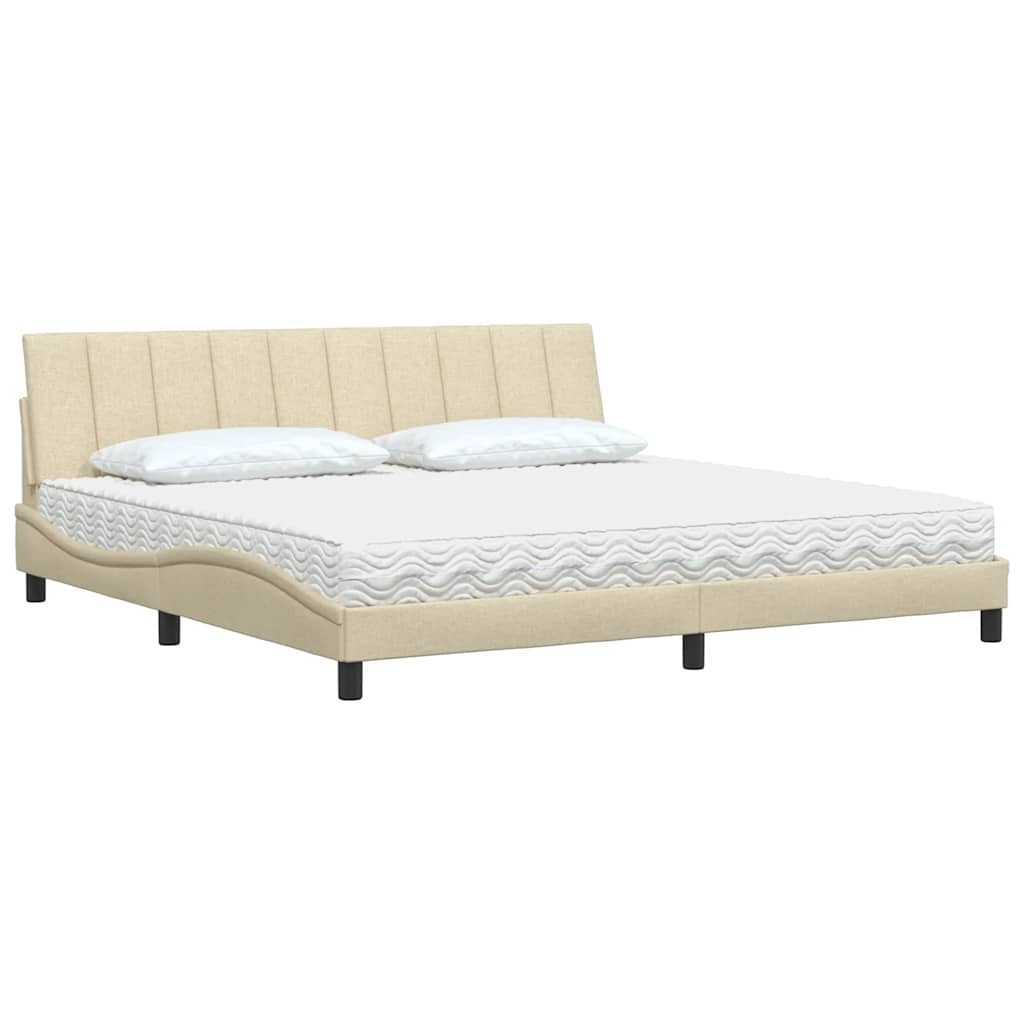 Bett mit Matratze "Hanko" Creme 200x200 cm Stoff