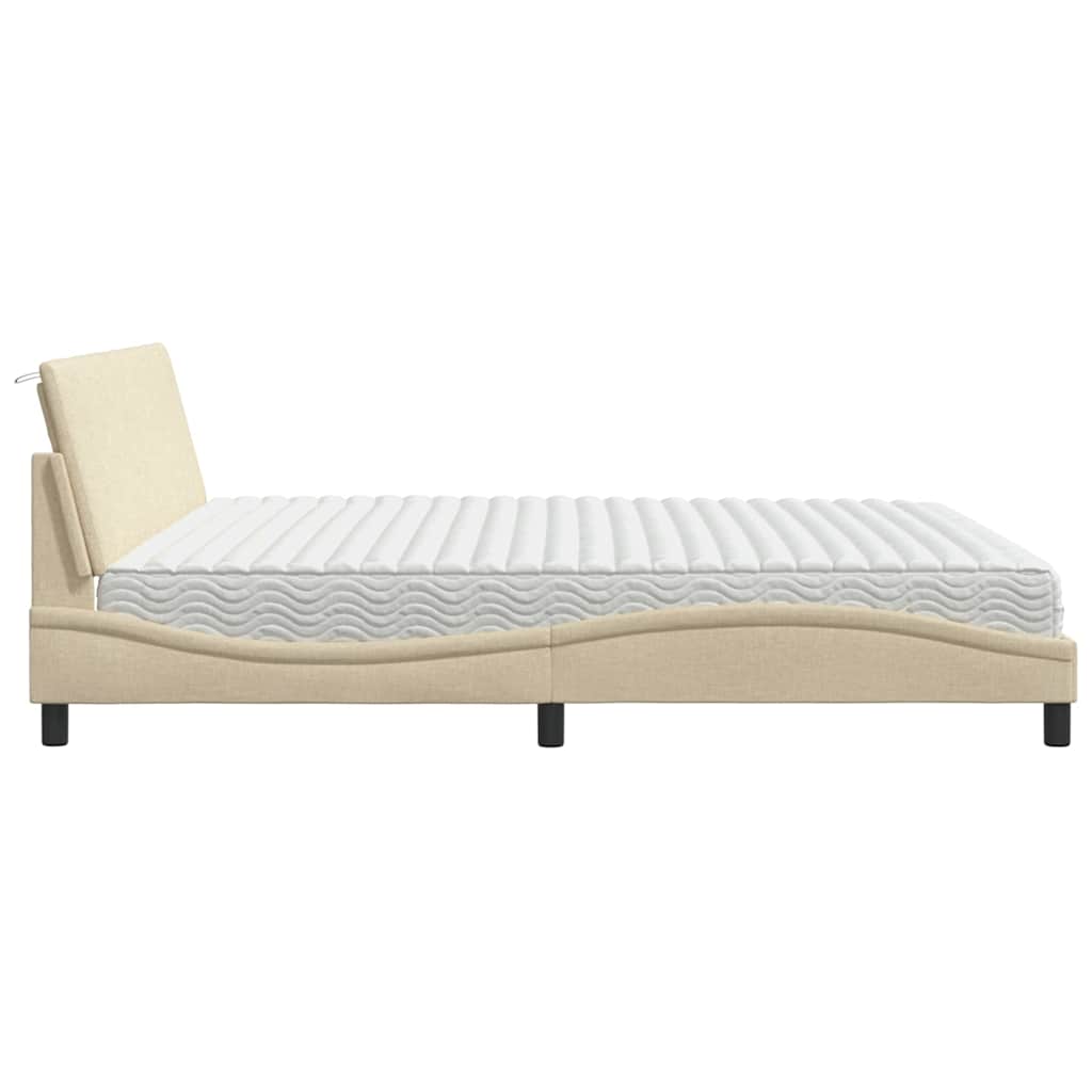 Bett mit Matratze "Hanko" Creme 200x200 cm Stoff