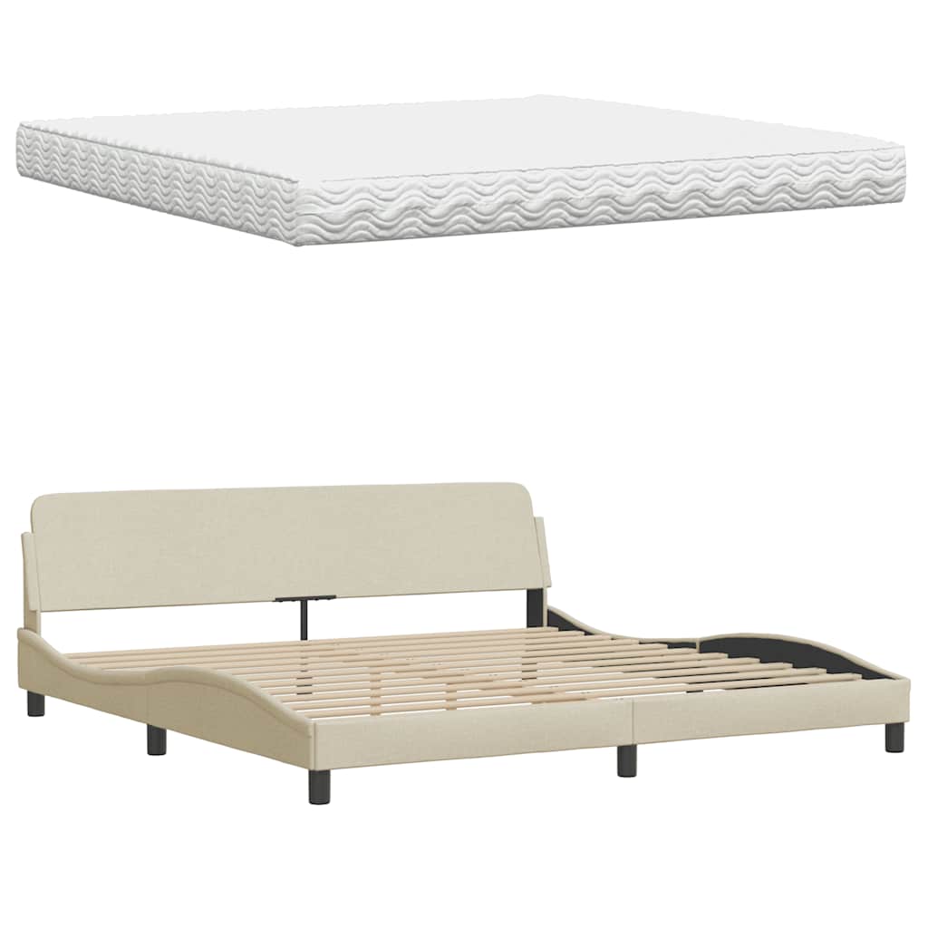 Bett mit Matratze "Hanko" Creme 200x200 cm Stoff