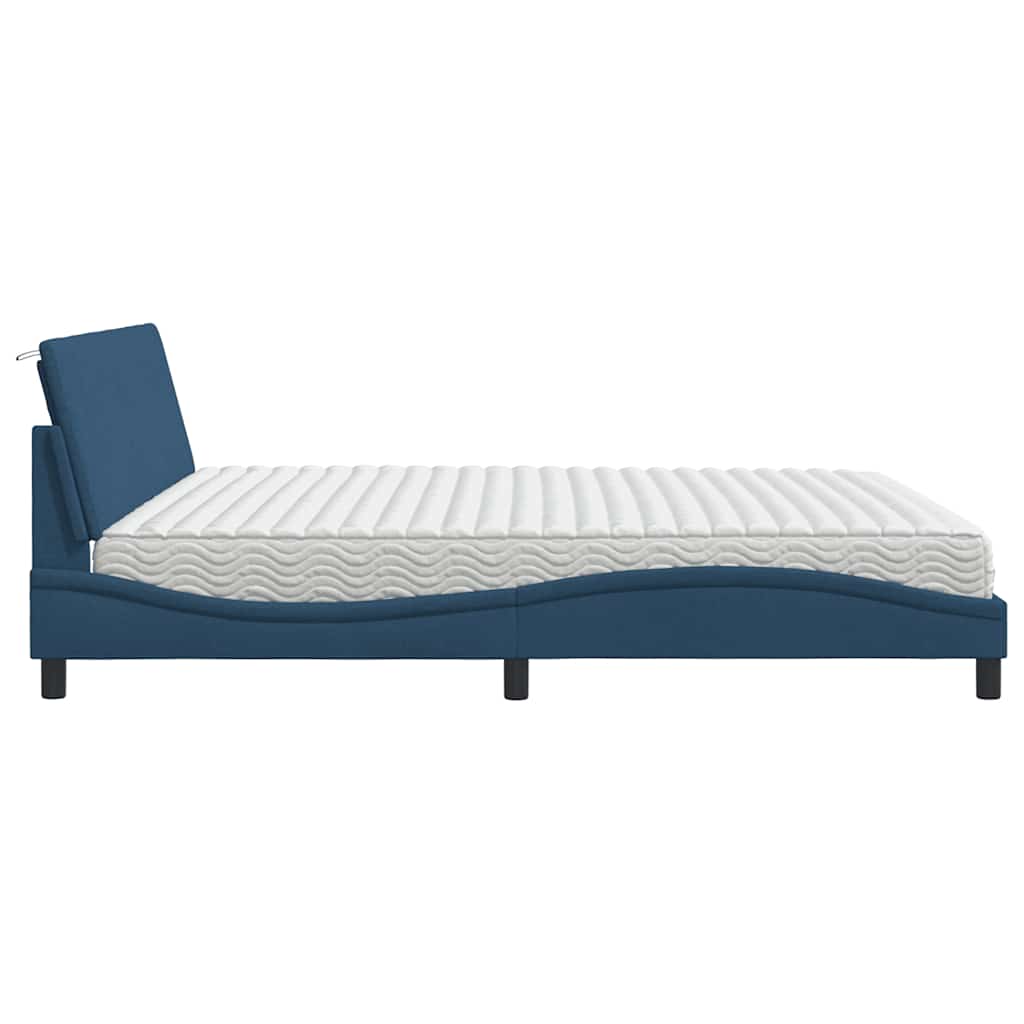 Bett mit Matratze "Hanko" Blau 200x200 cm Stoff