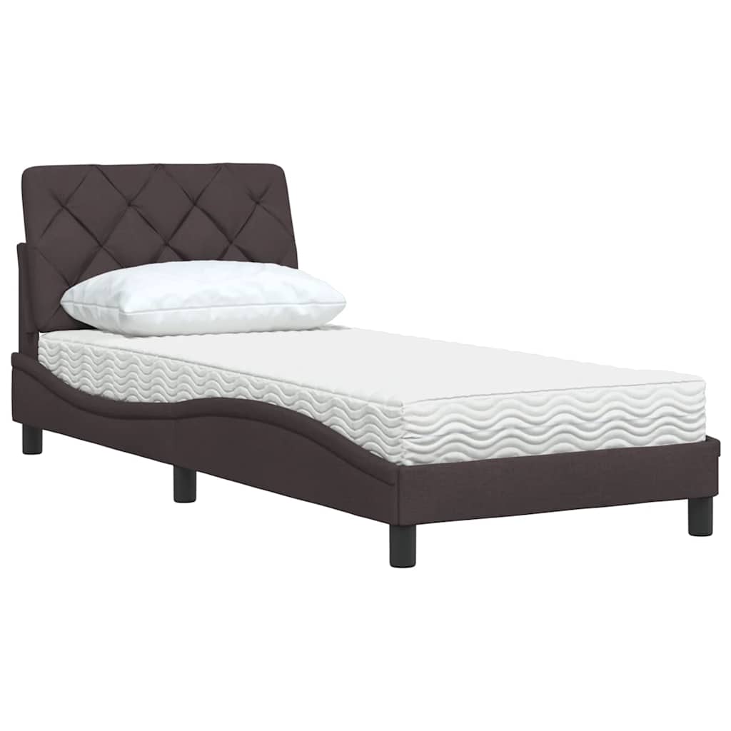 Bett mit Matratze Dunkelbraun 80x200 cm Stoff