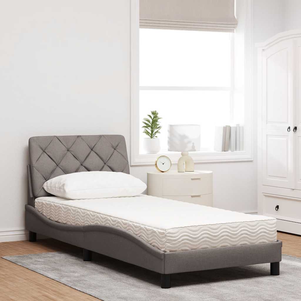 Bett mit Matratze Taupe 80x200 cm Stoff