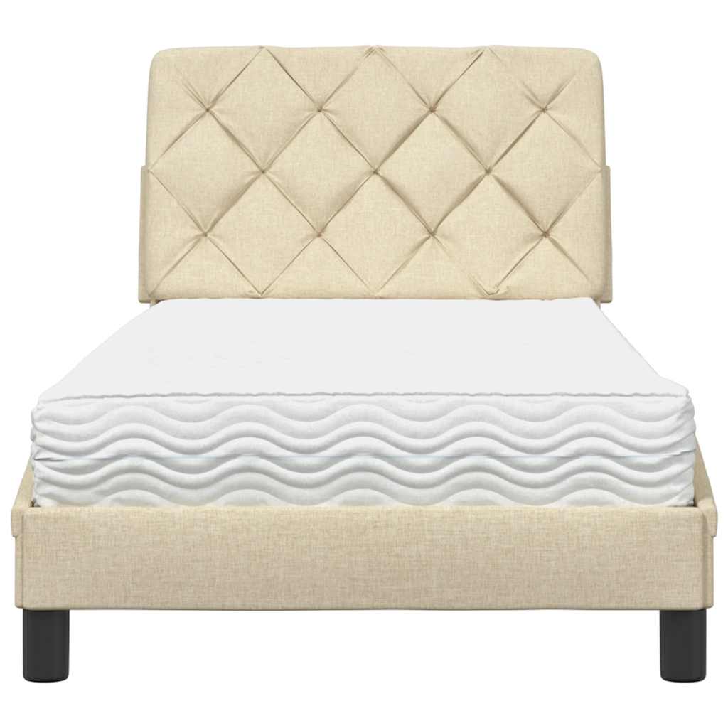 Bett mit Matratze Creme 80x200 cm Stoff