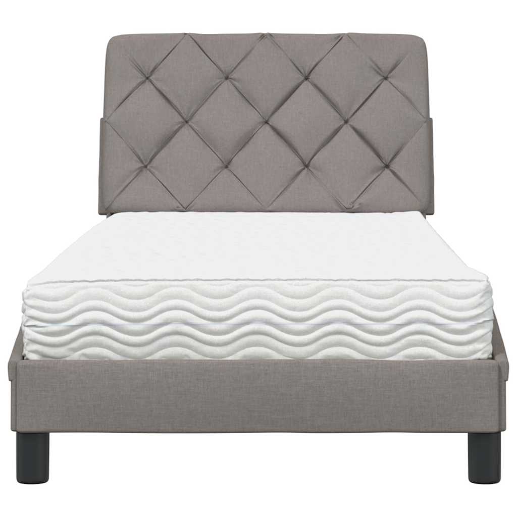 Bed with mattress taupe 90x190 cm fabric