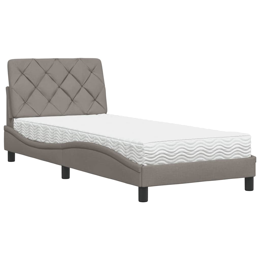 Bett mit Matratze Taupe 90x200 cm Stoff