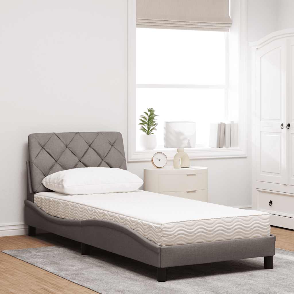 Bett mit Matratze Taupe 90x200 cm Stoff