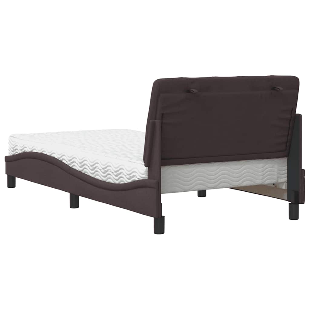 Bed with mattress dark brown 100x200 cm fabric