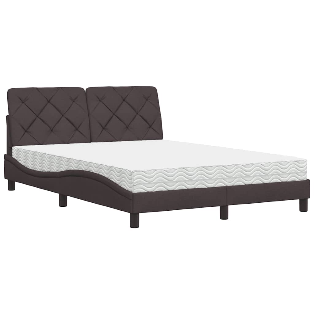 Bett mit Matratze Dunkelbraun 120x200 cm Stoff