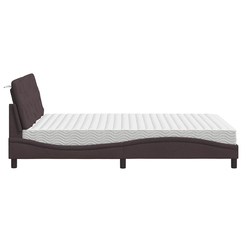 Bett mit Matratze Dunkelbraun 120x200 cm Stoff