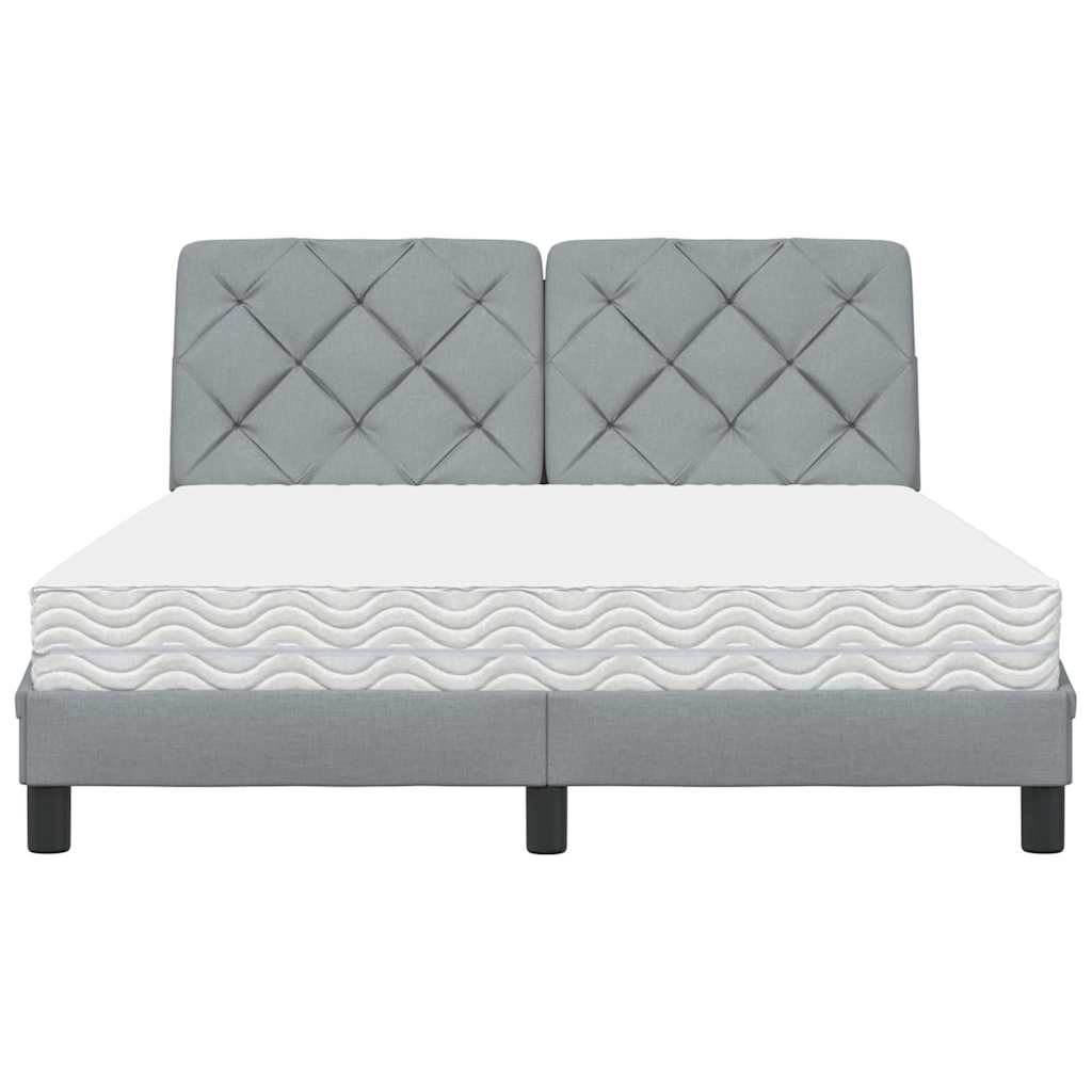 Bett mit Matratze Hellgrau 140x190 cm Stoff
