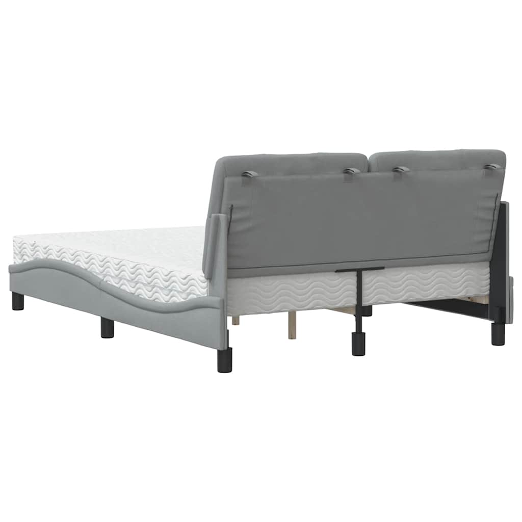 Bett mit Matratze Hellgrau 140x190 cm Stoff