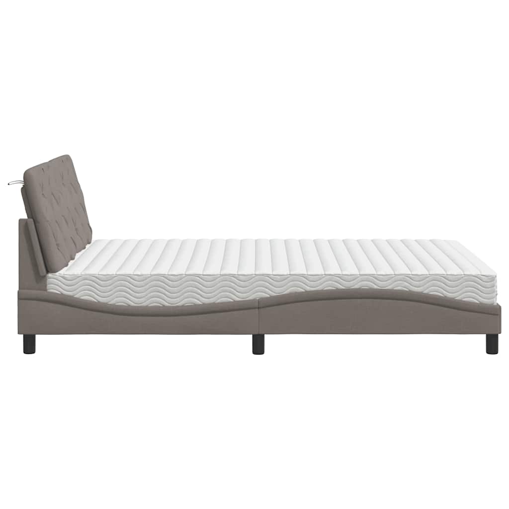 Bett mit Matratze Taupe 140x200 cm Stoff