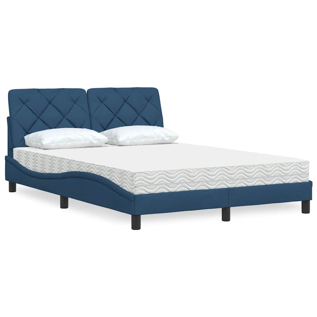 Bett mit Matratze Blau 140x200 cm Stoff