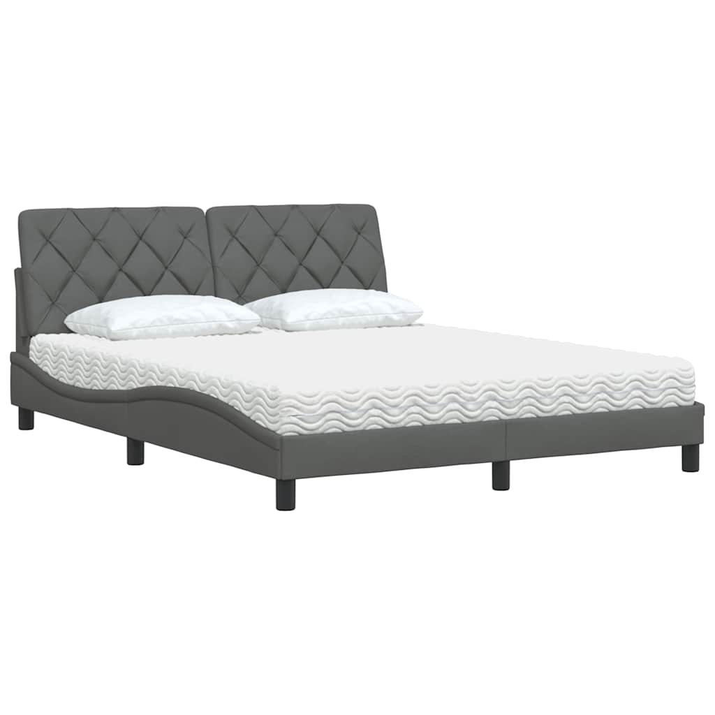 Bett mit Matratze Dunkelgrau 160x200 cm Stoff