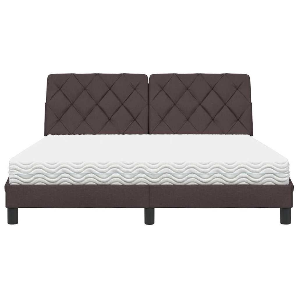 Bett mit Matratze Dunkelbraun 160x200 cm Stoff