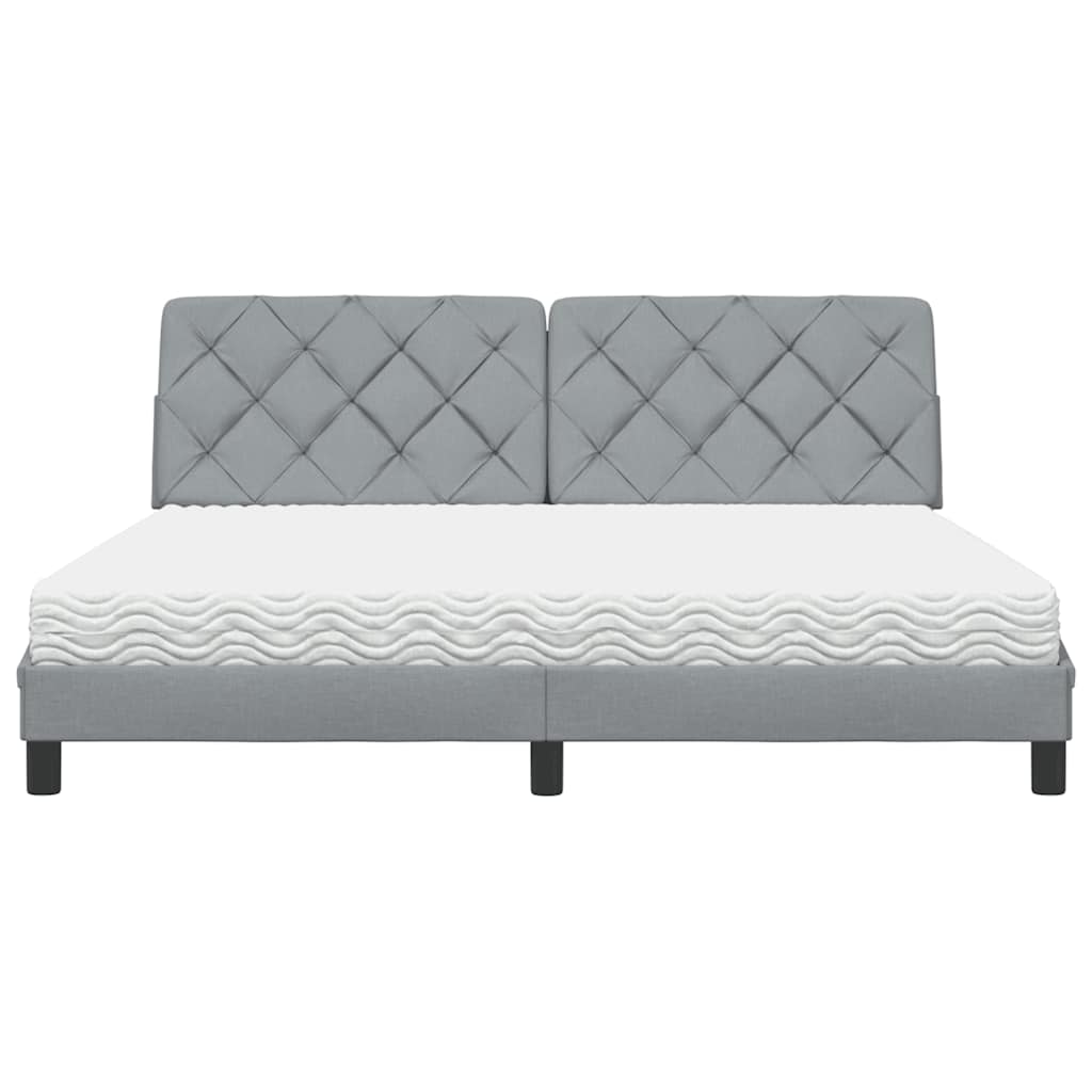 Bett mit Matratze Hellgrau 180x200 cm Stoff