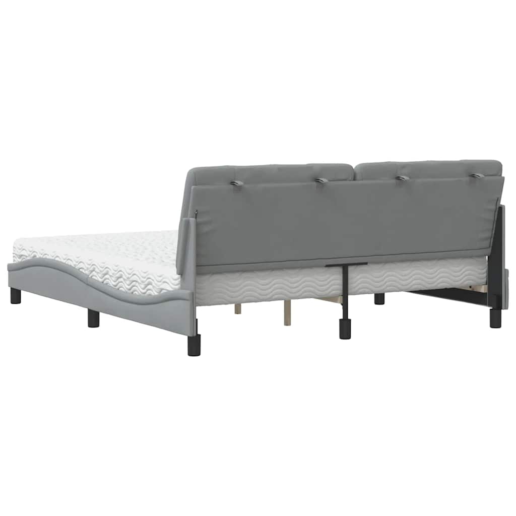 Bett mit Matratze Hellgrau 180x200 cm Stoff