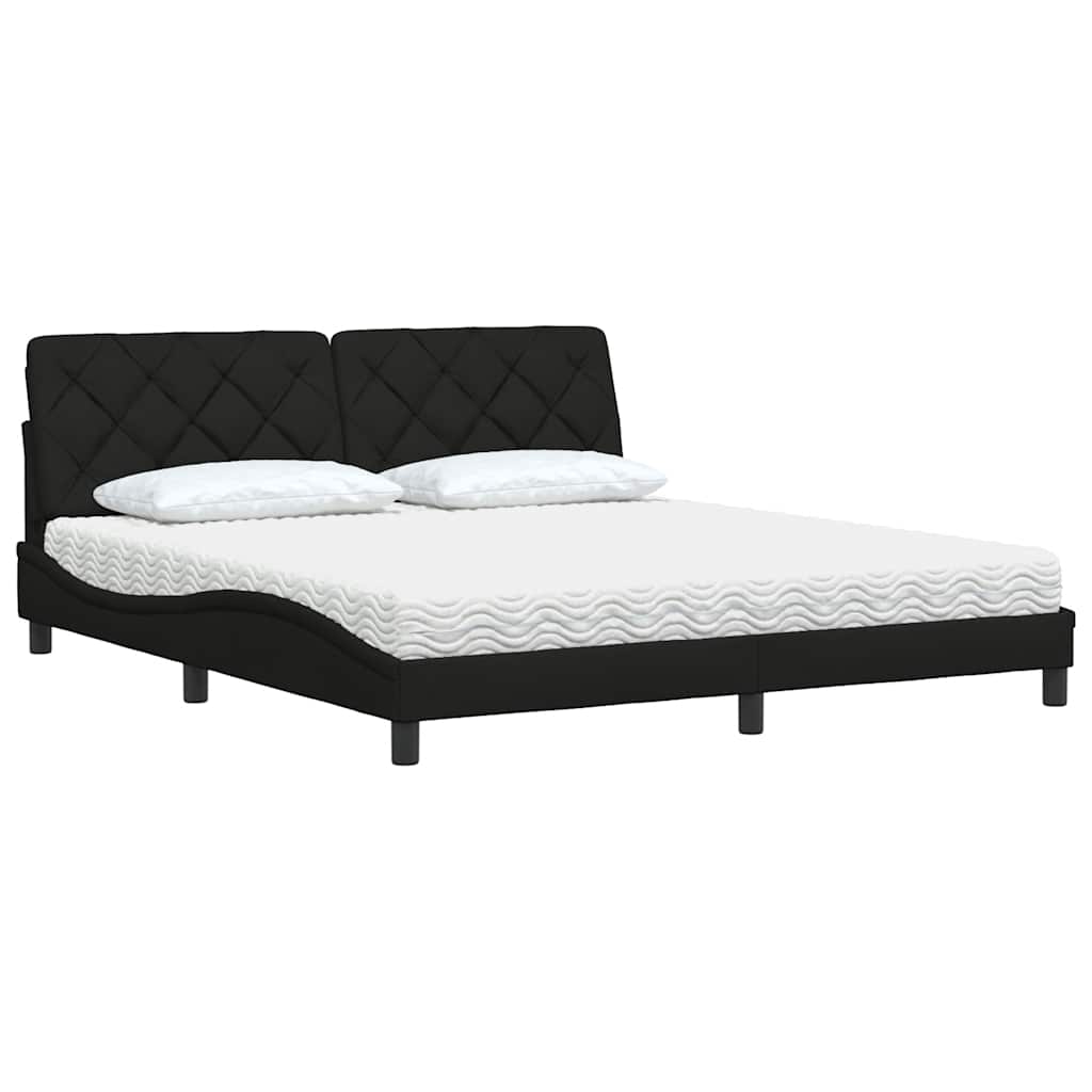 Bett mit Matratze Schwarz 180x200 cm Stoff