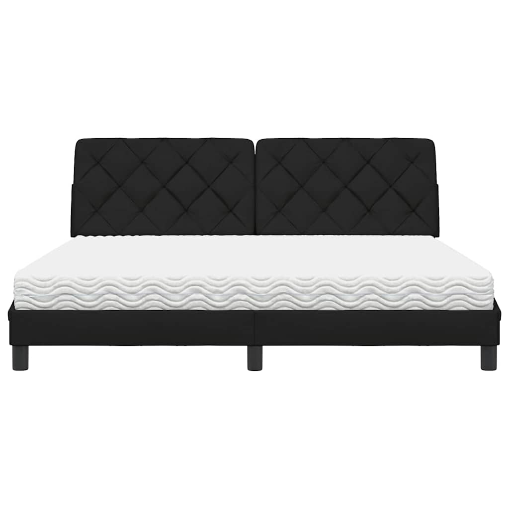 Bett mit Matratze Schwarz 180x200 cm Stoff