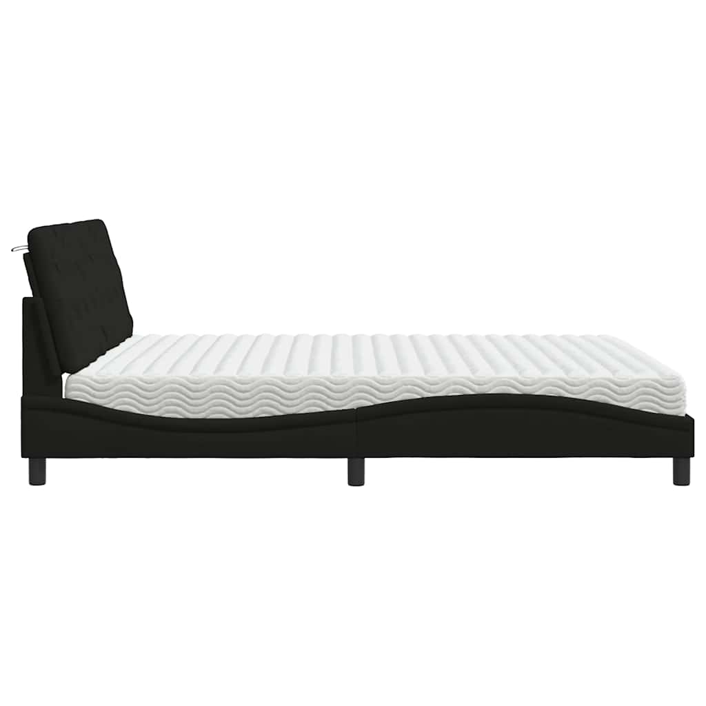 Bett mit Matratze Schwarz 180x200 cm Stoff