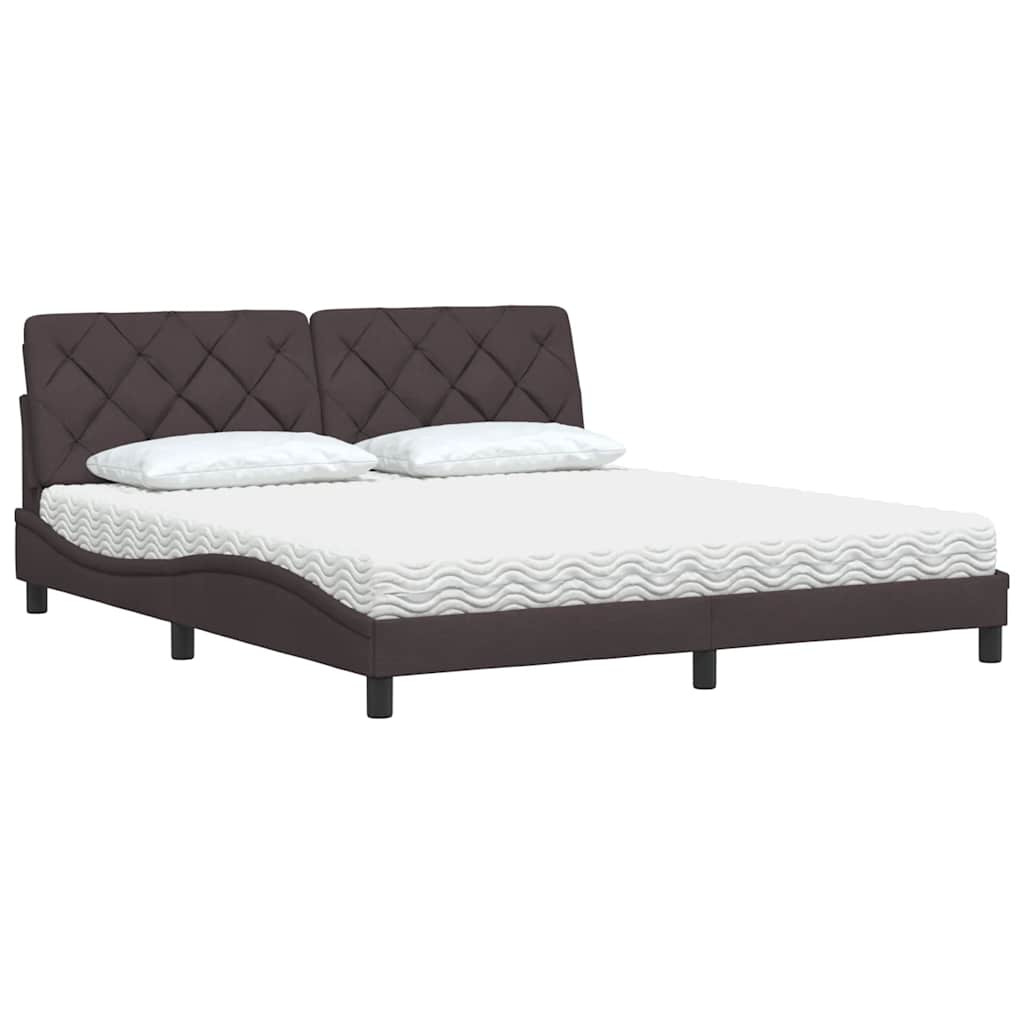 Bett mit Matratze Dunkelbraun 180x200 cm Stoff