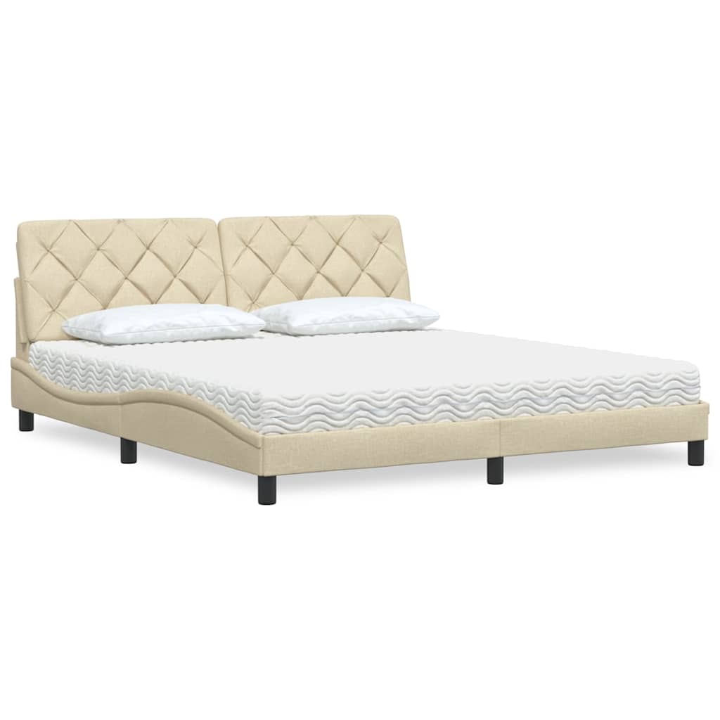 Bett mit Matratze Creme 180x200 cm Stoff