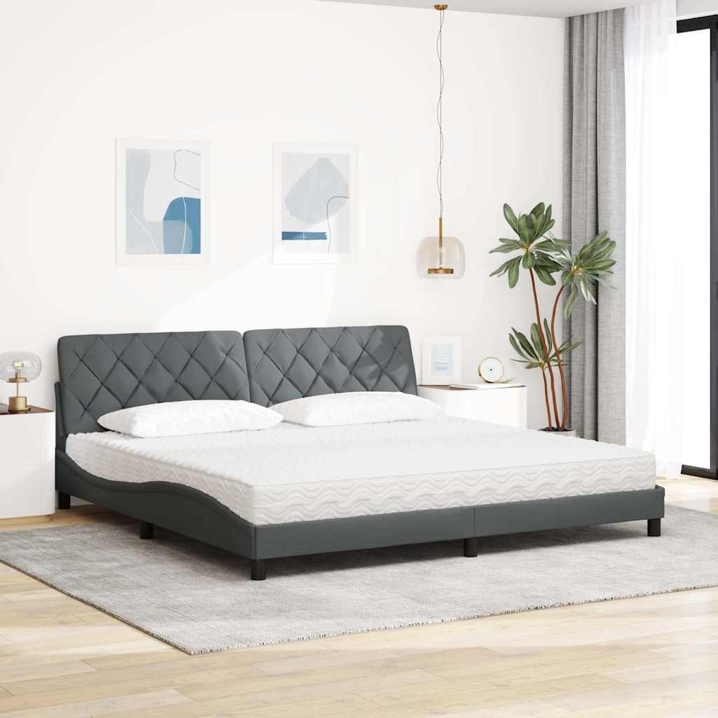 Bett mit Matratze Dunkelgrau 200x200 cm Stoff