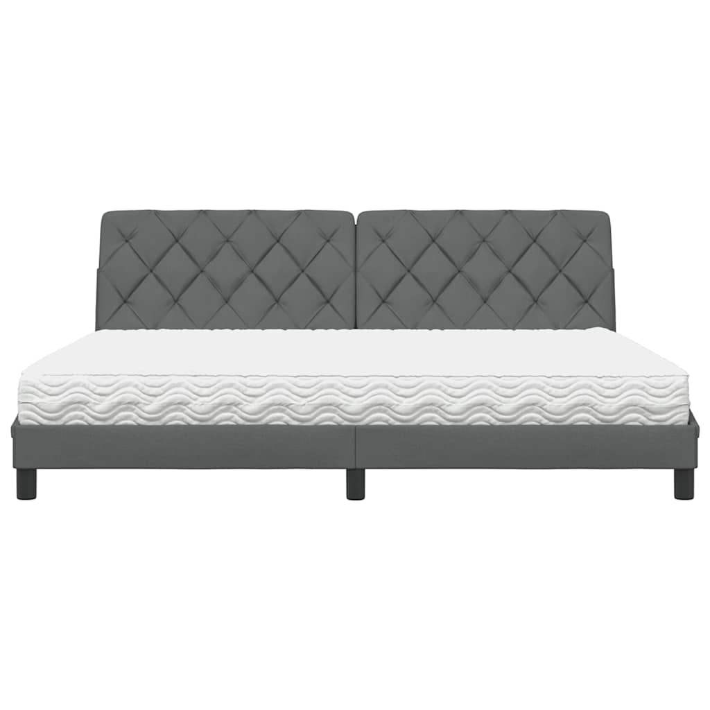 Bett mit Matratze Dunkelgrau 200x200 cm Stoff