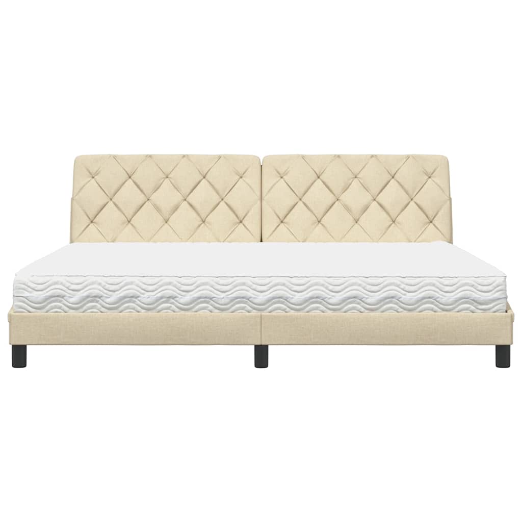 Bett mit Matratze Creme 200x200 cm Stoff