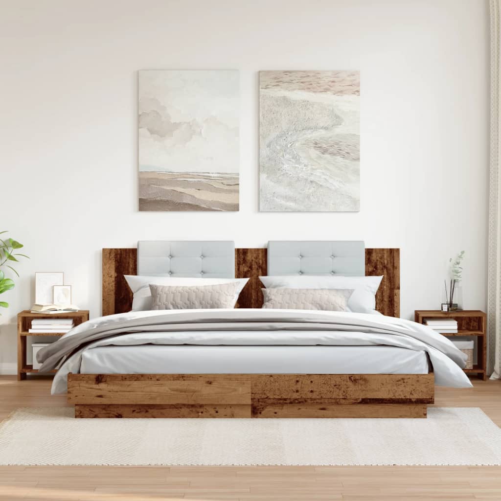 Bedside tables 2 pcs. Old wood look 40x30x40 cm wood material
