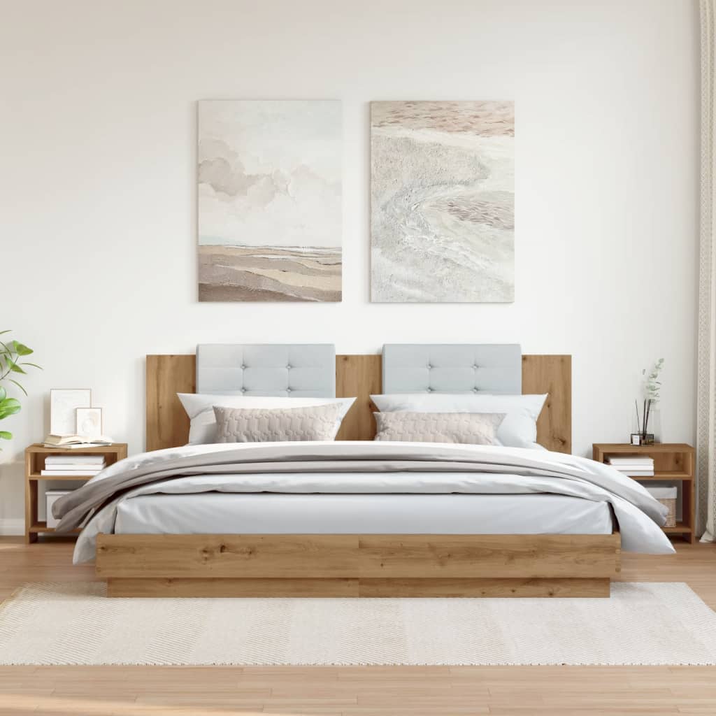 Bedside tables 2 pcs. Artisan oak 40x30x40 cm wood material