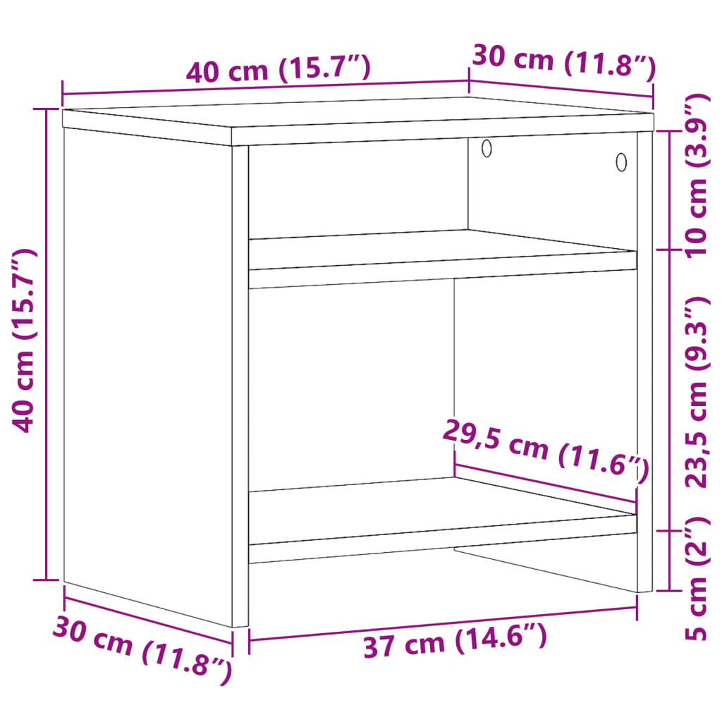 Bedside tables 2 pcs. Artisan oak 40x30x40 cm wood material