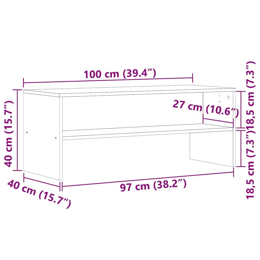 TV shelf old wood look 100x40x40 cm wood material