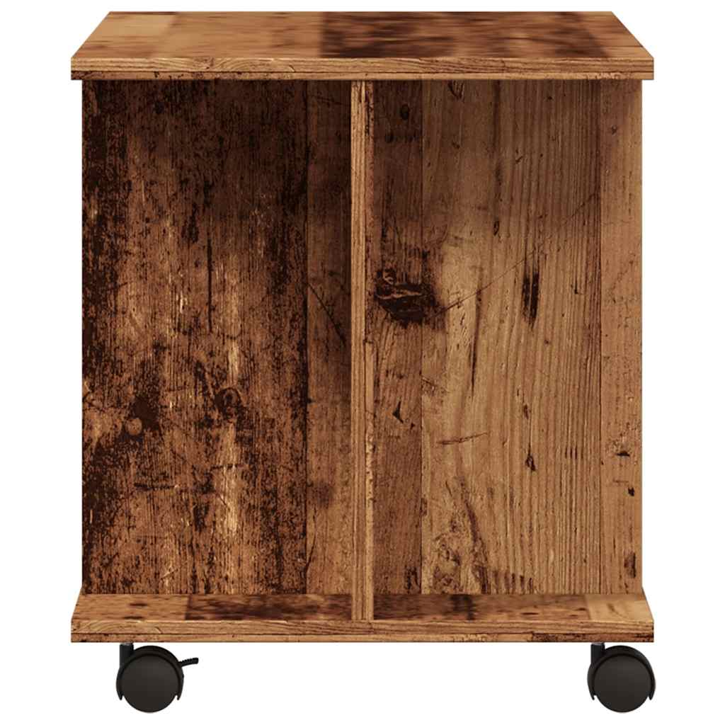 TV shelf with castors, reclaimed wood look, 80x40x45 cm, wood-based material