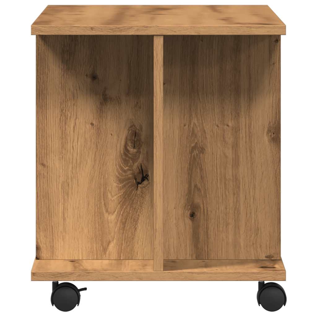 TV shelf with castors Artisan oak 80x40x45 cm wood-based material