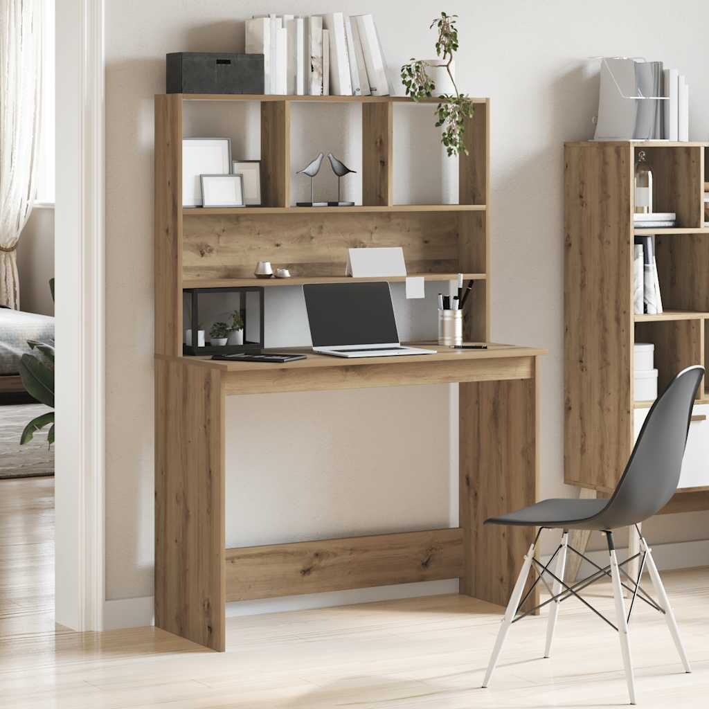 Desk with shelf Artisan oak 102x45x148cm wood material