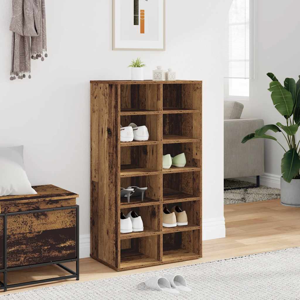 Étagère à chaussures aspect bois de récupération 54x34x100,5 cm en bois