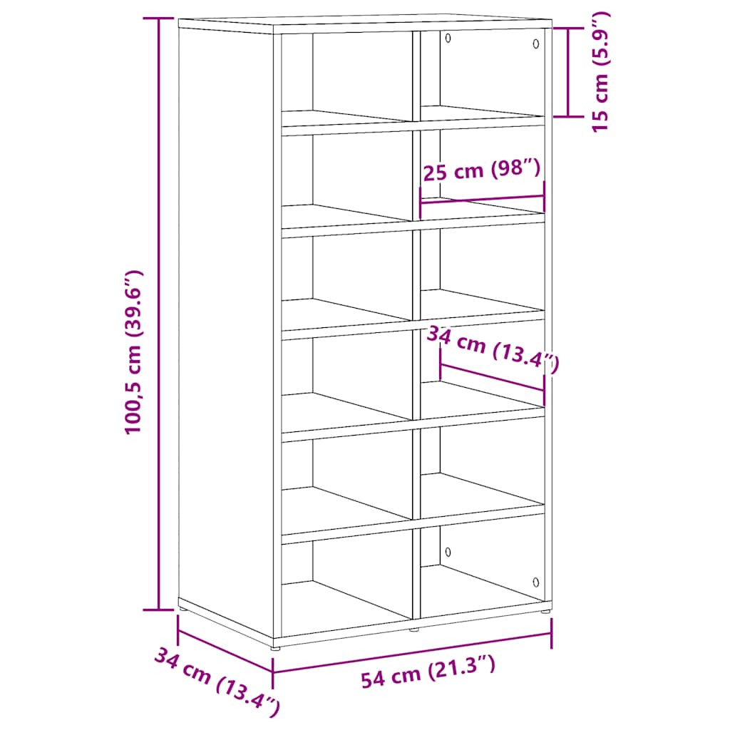 Étagère à chaussures aspect bois de récupération 54x34x100,5 cm en bois