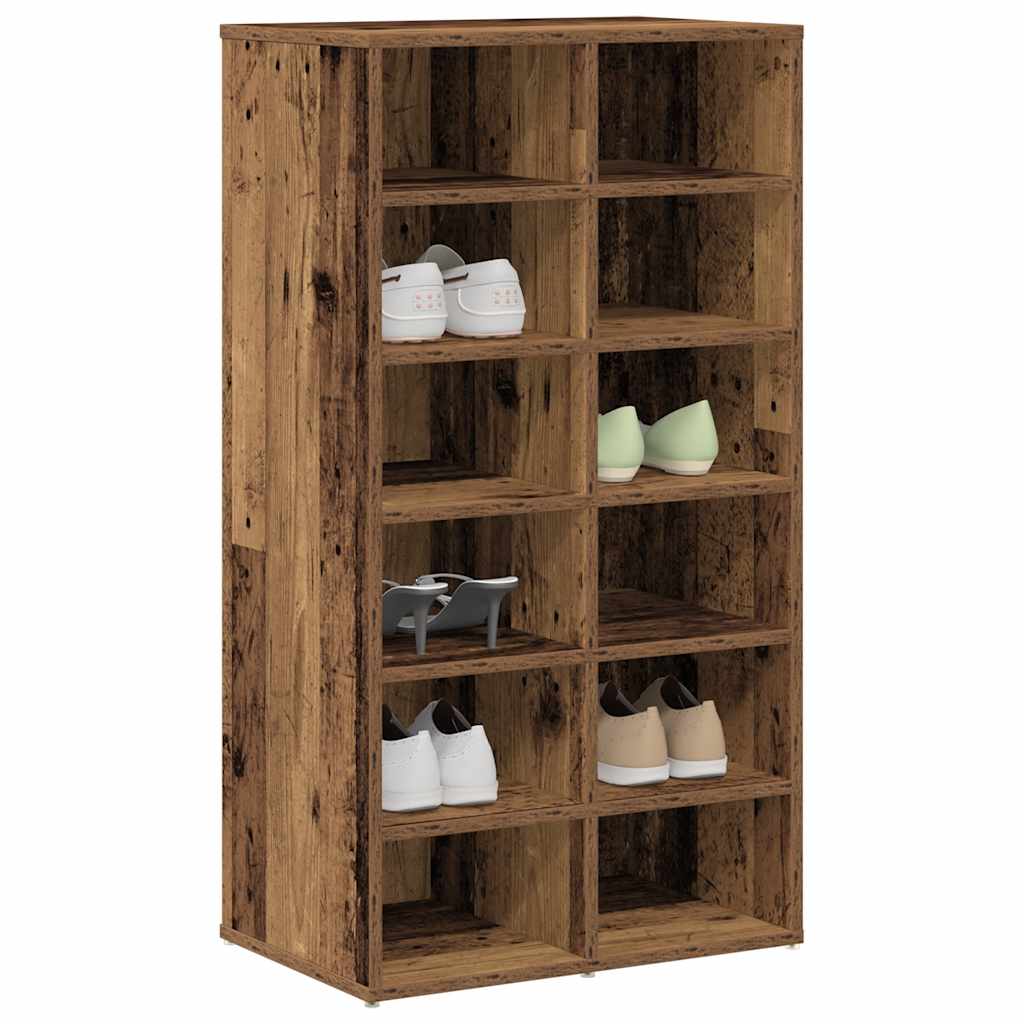 Étagère à chaussures aspect bois de récupération 54x34x100,5 cm en bois