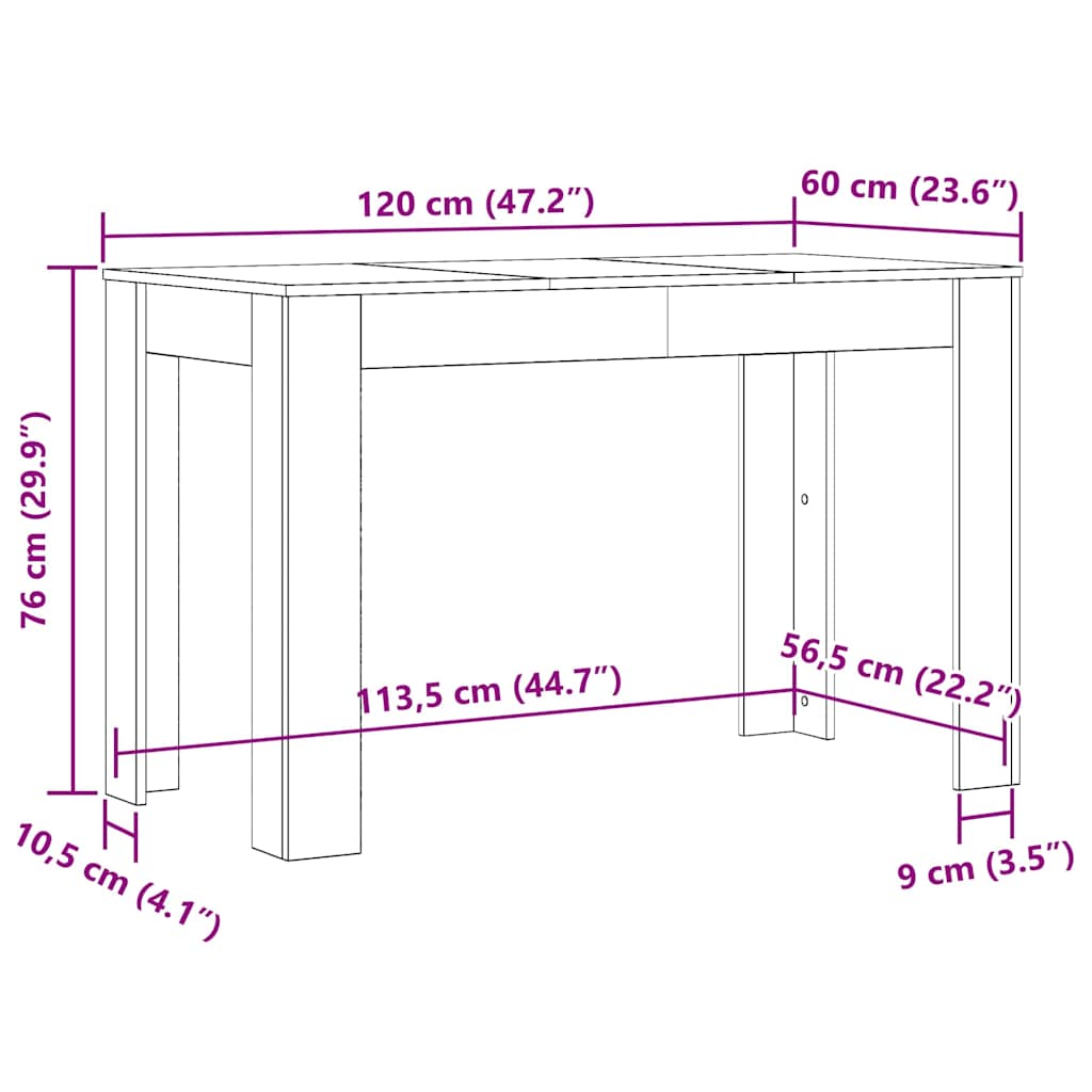 Dining table old wood look 120x60x76 cm wood material