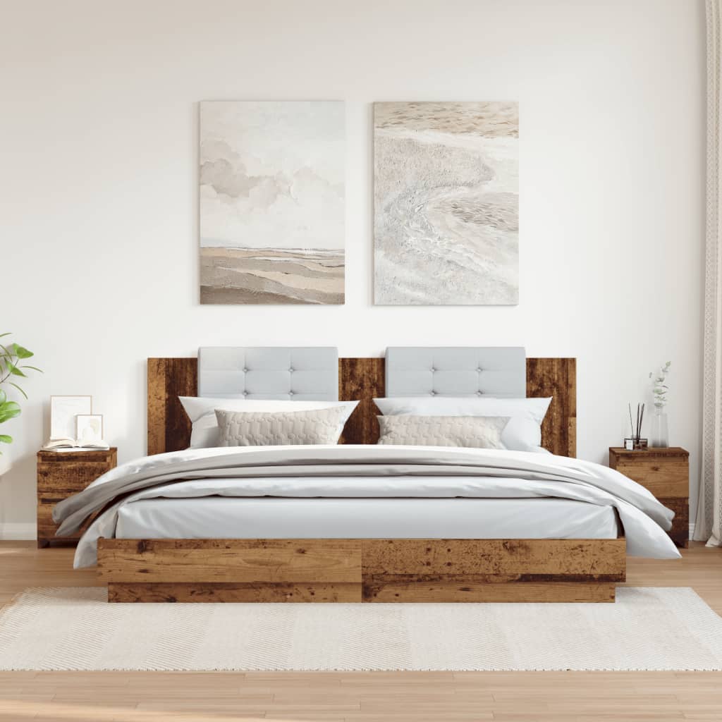 Bedside tables 2 pcs. Old wood look 30×30×40 cm wood material