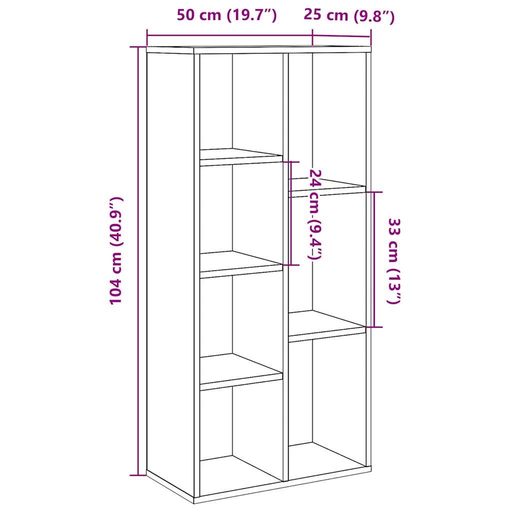 Bookshelf old wood look 50x25x104 cm