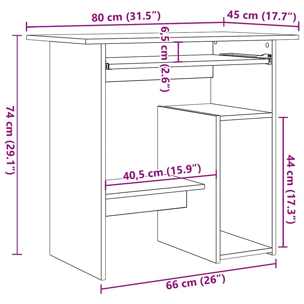 Desk reclaimed wood look 80x45x74 cm wood material