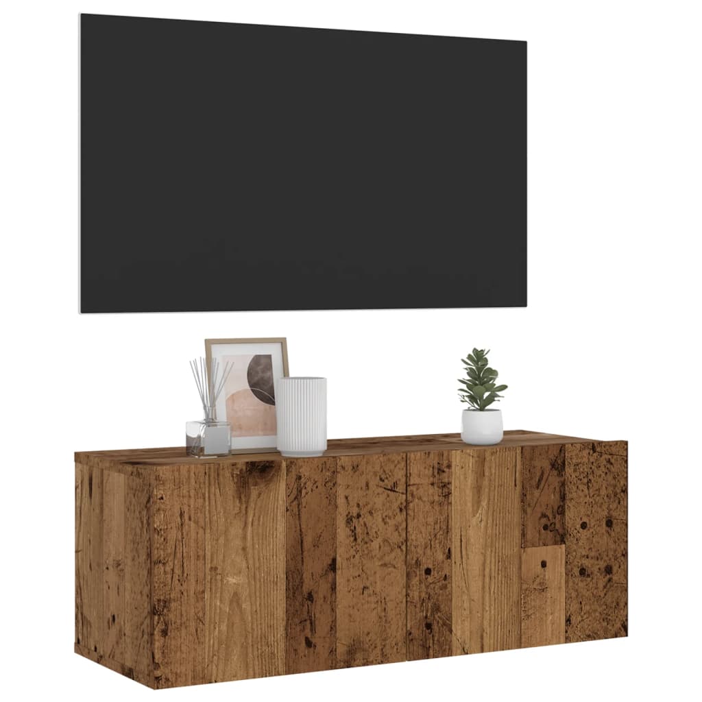 TV wall cabinet reclaimed wood look 80x30x30 cm wood-based material