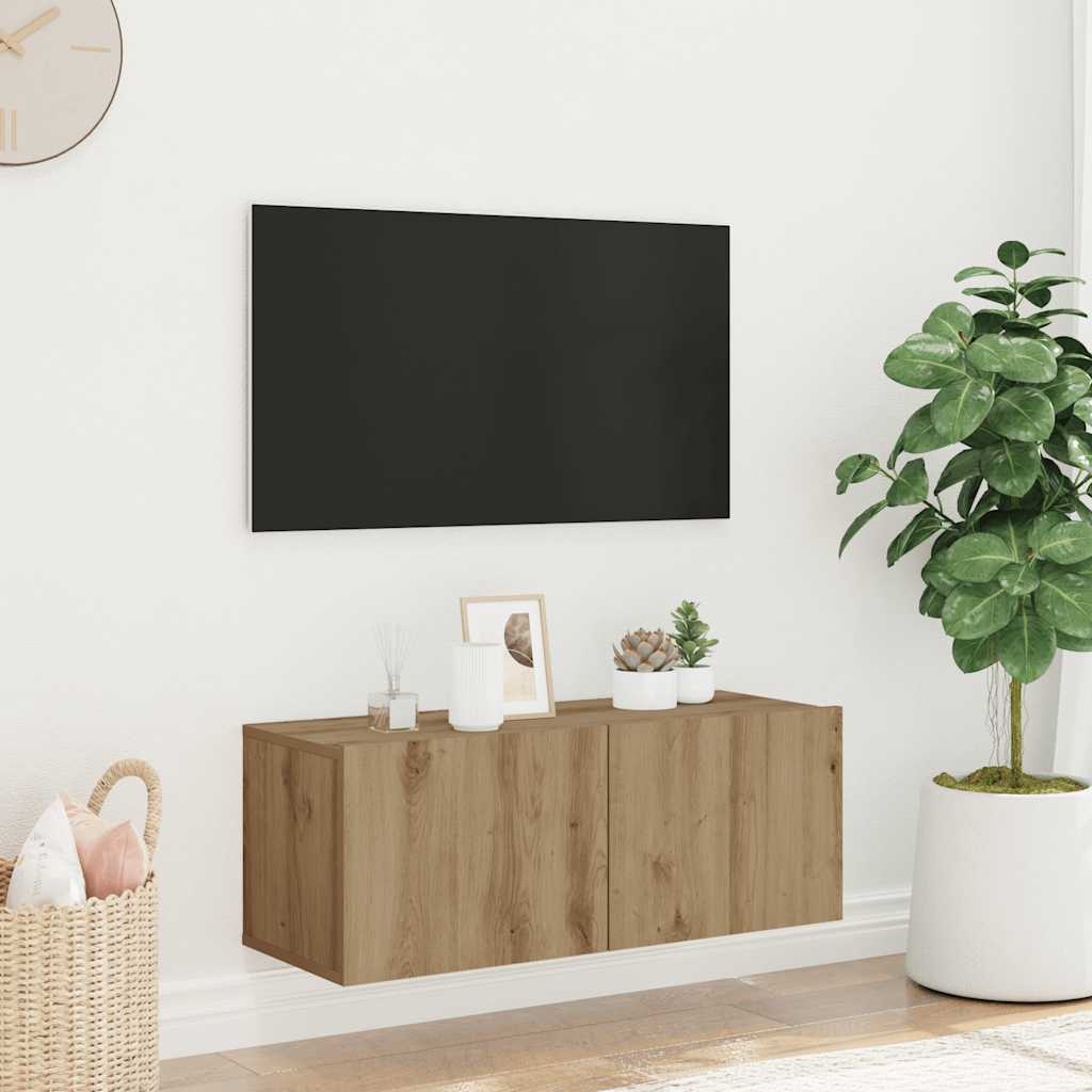 TV wall cabinet Artisan oak 80x30x30 cm wood-based material