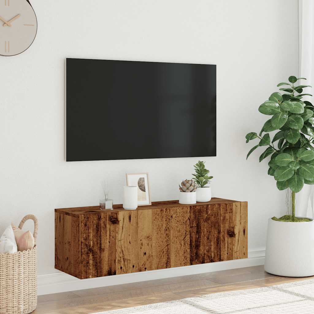 TV wall cabinet old wood look 100x30x30 cm wood material
