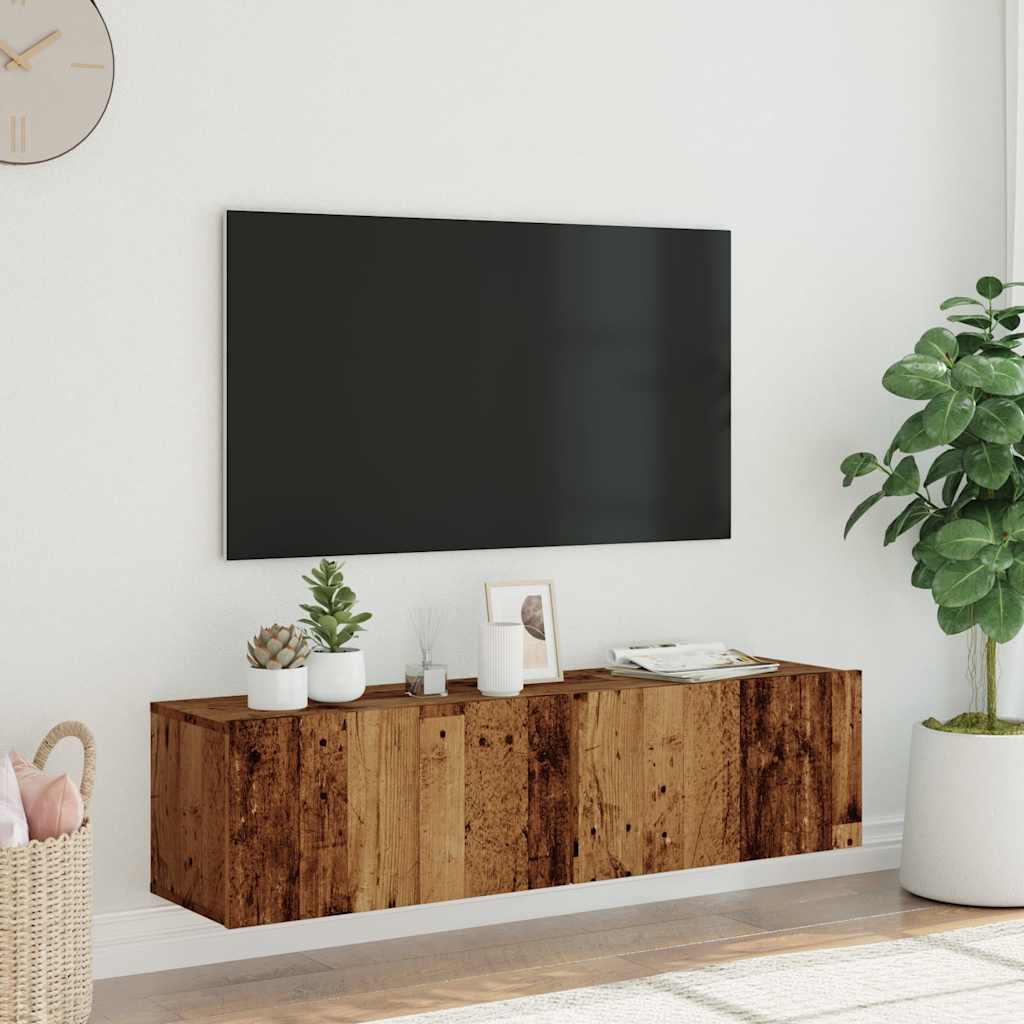 TV wall cabinet reclaimed wood look 120x30x30 cm wood-based material
