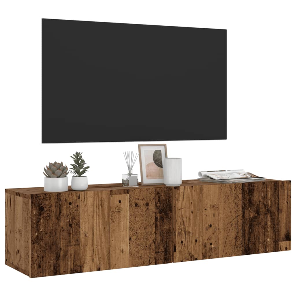 TV wall cabinet reclaimed wood look 120x30x30 cm wood-based material
