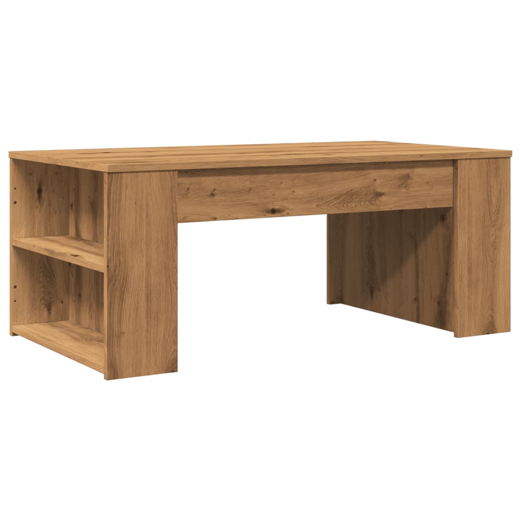 Table basse artisanale en chêne 102x55x42 cm matériau bois